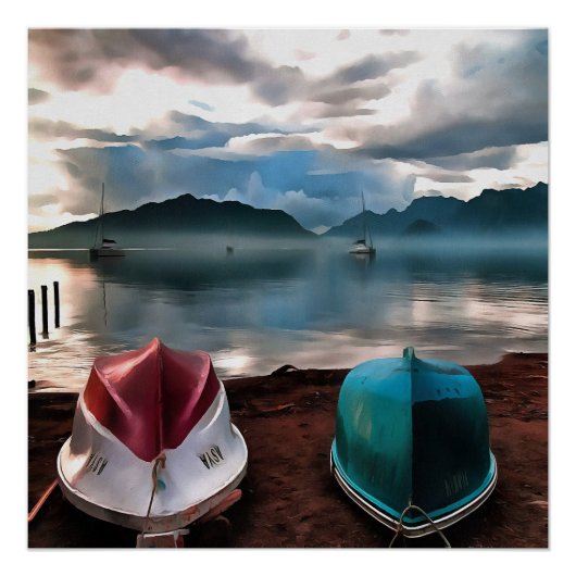 Hullen van boten en marmarineswinterseascape poster (Voorkant)