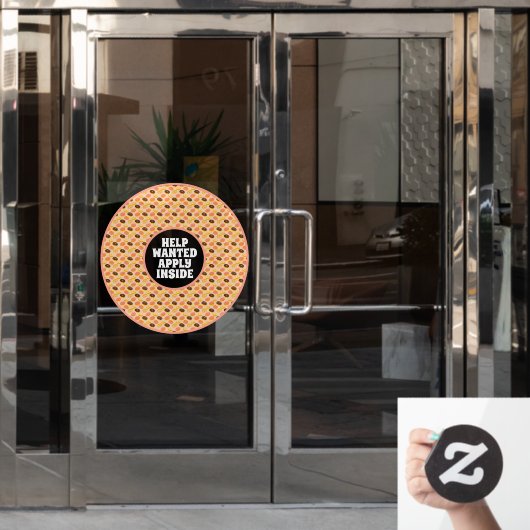 Hulp bij aankopen bij donut vereist in donut gat raamsticker (Kantoordeur)