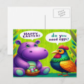 Hulp bij de eierjacht: de groene verrassing van Hi Feestdagenkaart (Voorkant / Achterkant)