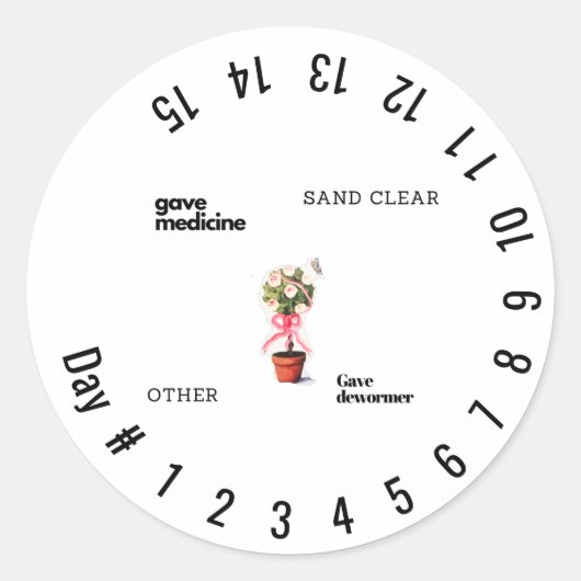 hulp bij het tellen van de dagen voor medicijnen ronde sticker (Voorkant)