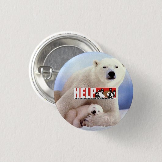 hulp bij ISBD-polarBeren Ronde Button 3,2 Cm (Voorkant /achterkant)