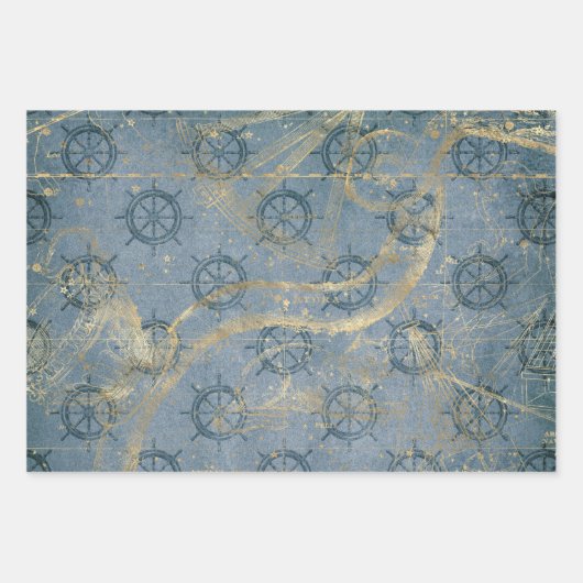 Hulp bij verzending op blauw inpakpapier vel (Voorkant)