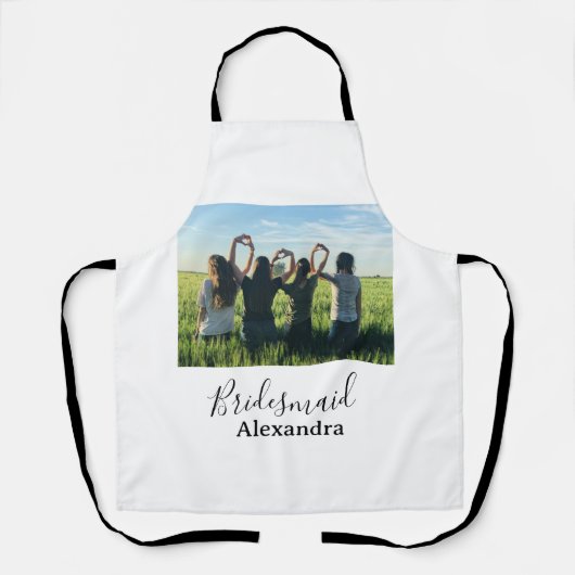 Hulp bruid bruid squad naam kalligrafie foto cadea schort (Voorkant)