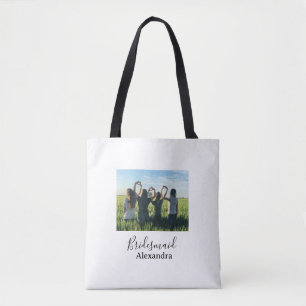Hulp bruid bruid squad naam kalligrafie foto cadea tote bag