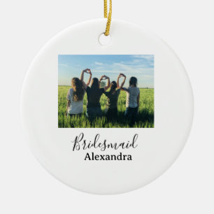 Hulp bruid naam calligrafie foto cadeau keramisch ornament