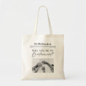 Hulp bruidsmeisje voorstel krant  tote bag (Voorkant)