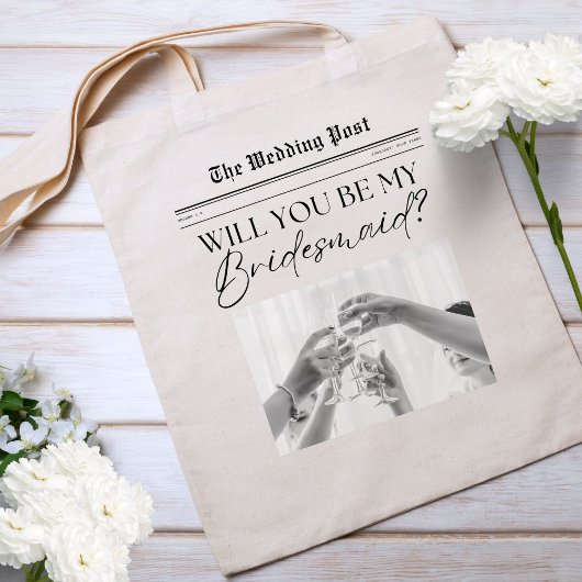 Hulp bruidsmeisje voorstel krant  tote bag