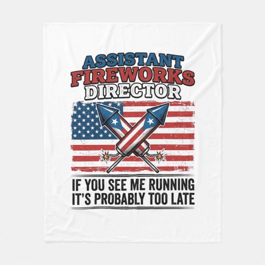 Hulp Directeur Vuurwerk Grappig Patriottisch T-shi Fleece Deken (Voorkant)