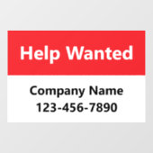 Hulp Gevraagd Rood & Wit Bedrijfsnaam Telefoonnumm Raamsticker (Vel)