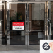 Hulp Gevraagd Rood & Wit Bedrijfsnaam Telefoonnumm Raamsticker (Kantoordeur)