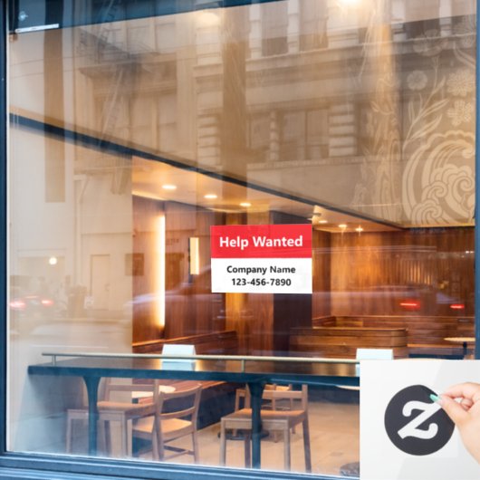 Hulp Gevraagd Rood & Wit Bedrijfsnaam Telefoonnumm Raamsticker (Cafe Raam)