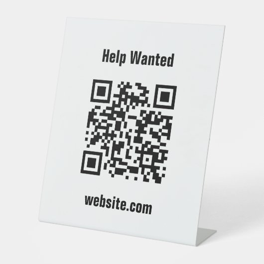 Hulp Gewenst QR-code Website Witte Sjabloon Reclamebord Met Voetstuk (Voorkant)