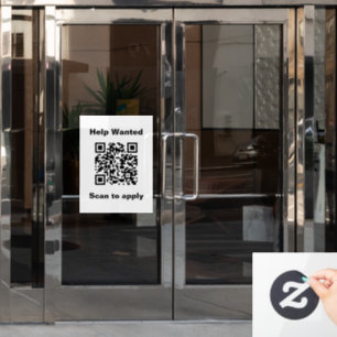 Hulp Gewenst Scan om QR-code toe te passen Witte S Raamsticker