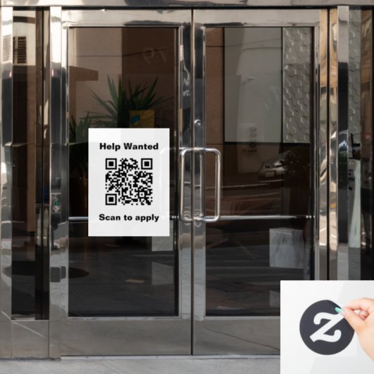 Hulp Gewenst Scan om QR-code toe te passen Witte S Raamsticker (Kantoordeur)