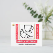 Hulp Gezocht nu Huren past Aangepast Logo toe Briefkaart (Staand voorkant)