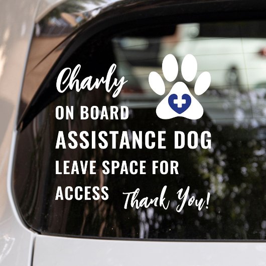 Hulp Hond aan boord Pet Paw Blue Medical Logo Raamsticker