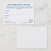 "HULP! Ik heb huisdieren" Pet Alert Card Large Visitekaartje (Voorkant / Achterkant)