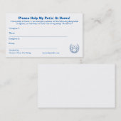 "HULP! Ik heb Pets At Home" Pet Alert Card Busines Visitekaartje (Voorkant / Achterkant)