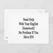 Hulp nodig bij uw Engelse thuiswerk Geen probleem Briefkaart (Voorkant / Achterkant)