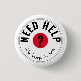 HULP NODIG Ik help graag RED Ronde Button 3,2 Cm