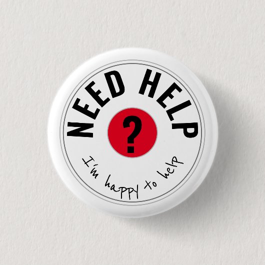 HULP NODIG Ik help graag RED Ronde Button 3,2 Cm (Voorkant)