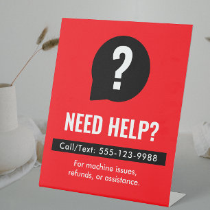 Hulp Nodig Rood & Zwart Wasmachinebedrijf Reclamebord Met Voetstuk