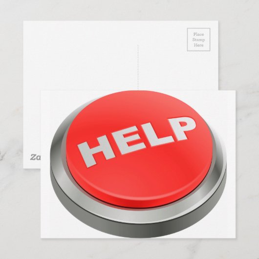 Hulp - Rode Button Briefkaart (Voorkant / Achterkant)