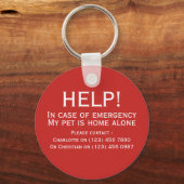 Hulp thuis alleen noodcontact op maat sleutelhanger (Voorkant)