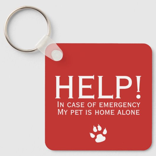 Hulp thuis alleen noodcontact op maat sleutelhanger (Voorkant)