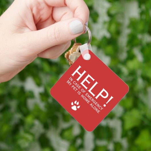 Hulp thuis alleen noodcontact op maat sleutelhanger (Hand)