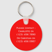 Hulp thuis alleen noodcontact op maat sleutelhanger (Achterkant)