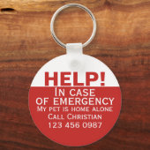 Hulp thuis alleen noodcontact op maat sleutelhanger (Voorkant)