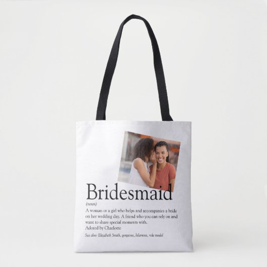 Hulp van de bruid Definitie Foto Trouwcadeau  Tote Bag (Voorkant)