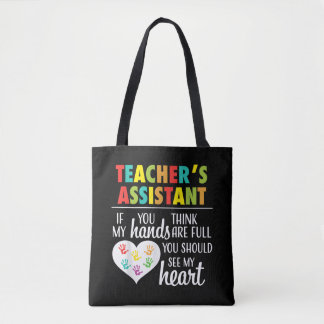 Hulp van de leraar Cute Heart Quote T-shirt voor v Tote Bag