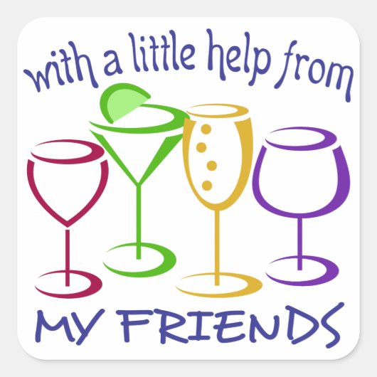 Hulp van mijn vrienden vierkante sticker (Voorkant)