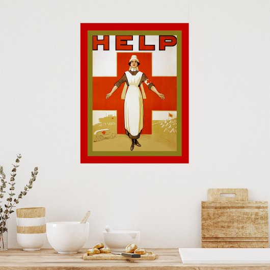 Hulp ~  verpleegster ~ Eerste Wereldoorlog Poster (Keuken)