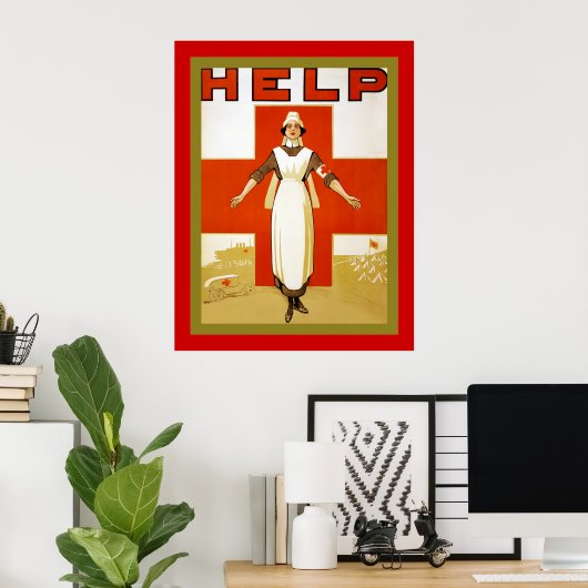 Hulp ~ verpleegster ~ Eerste Wereldoorlog Poster (Thuiskantoor)