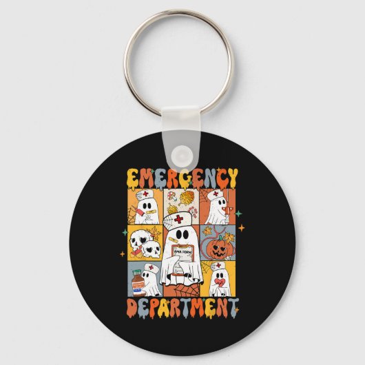 Hulpdienst Halloween Schattigee Pompoen Ghost Sleutelhanger (Voorkant)