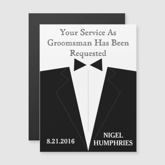 Hulpgetuige of bruidsjonker herinnering magnetische uitnodiging (Voorkant / Achterkant)