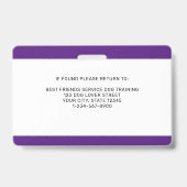 Hulphond in Opleiding Gepersonaliseerde Foto ID Badge (Achterkant)