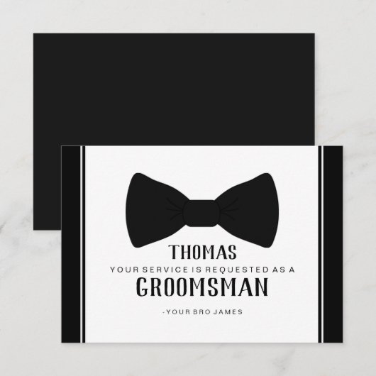 Hulphulpenkaart voor bruidegom - Tux Black Tie Kaart (Voorkant / Achterkant)