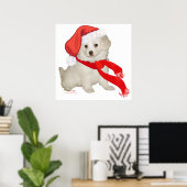 Hulpje van de Kerstman Puppy Poodle / Bichon Mix Poster (Thuiskantoor)