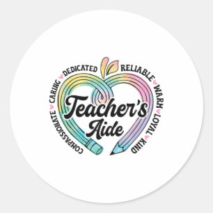 Hulpje van de leraar Cute Apple Heart Terug naar d Ronde Sticker