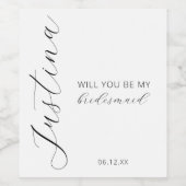 Hulpjuffrouw Voorstel Zal Je Mijn Wijnetiket Zijn  Wijn Etiket (Enkel label)