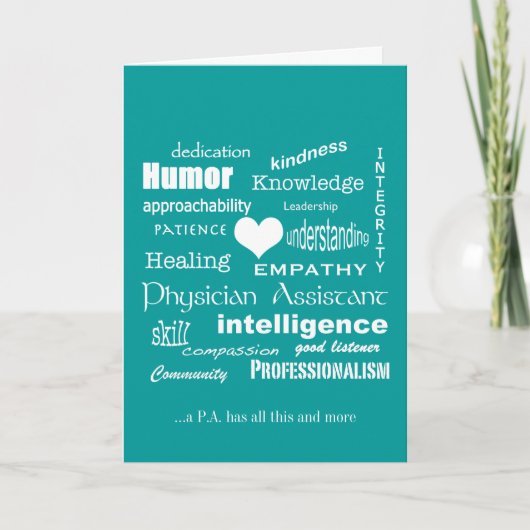 Hulpkenmerken van de arts/Witte tekst Bedankkaart (Voorkant)