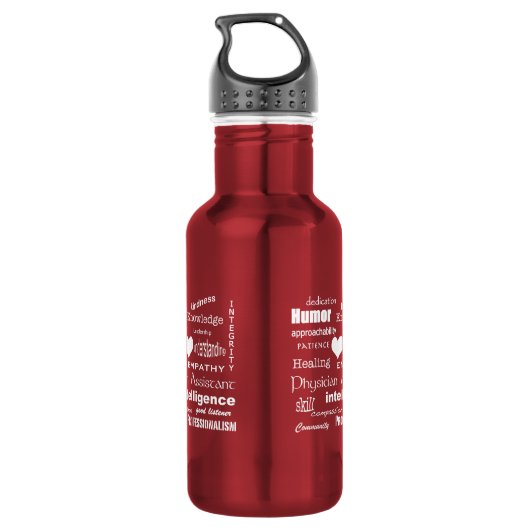 Hulpkenmerken van de arts/Witte tekst Waterfles (Achterkant)