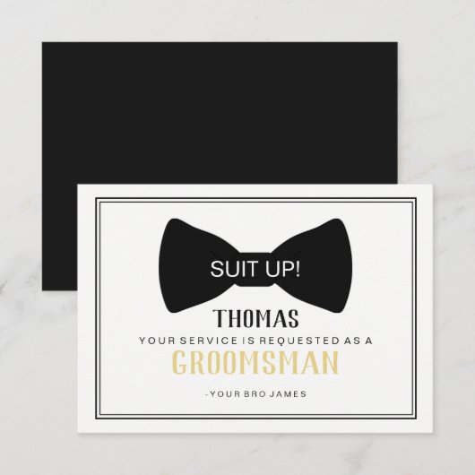 Hulpmannenkaart - Black Tie Kaart (Voorkant / Achterkant)