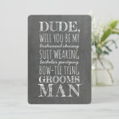 Hulpmannetje in pak grappig voorstel kaart (Staand voorkant)