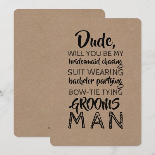 Hulpmannetje in pak grappig voorstel kaart (Voorkant / Achterkant)