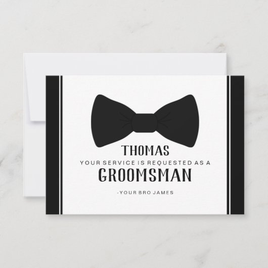 Hulpmiddel voor bruidsjonker - Tux Black Tie Kaart (Voorkant)